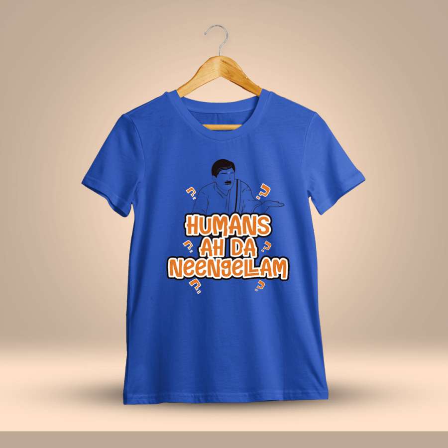 Humans Ah Da Neengalam - Vadivelu Royal Blue T-Shirt